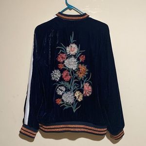 Zara Velvet Embroidered Bomber Jacket